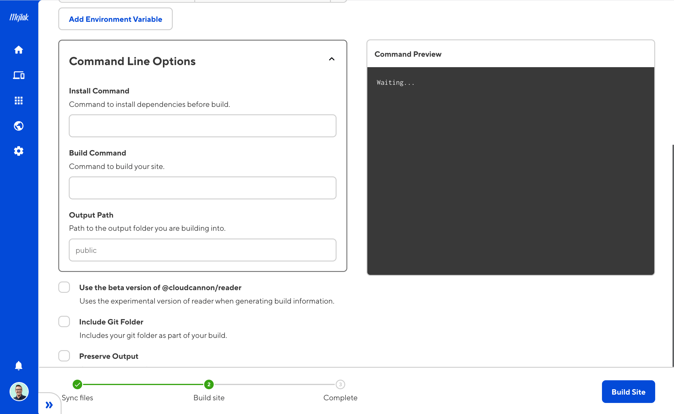 Cloudcannon Dashboard