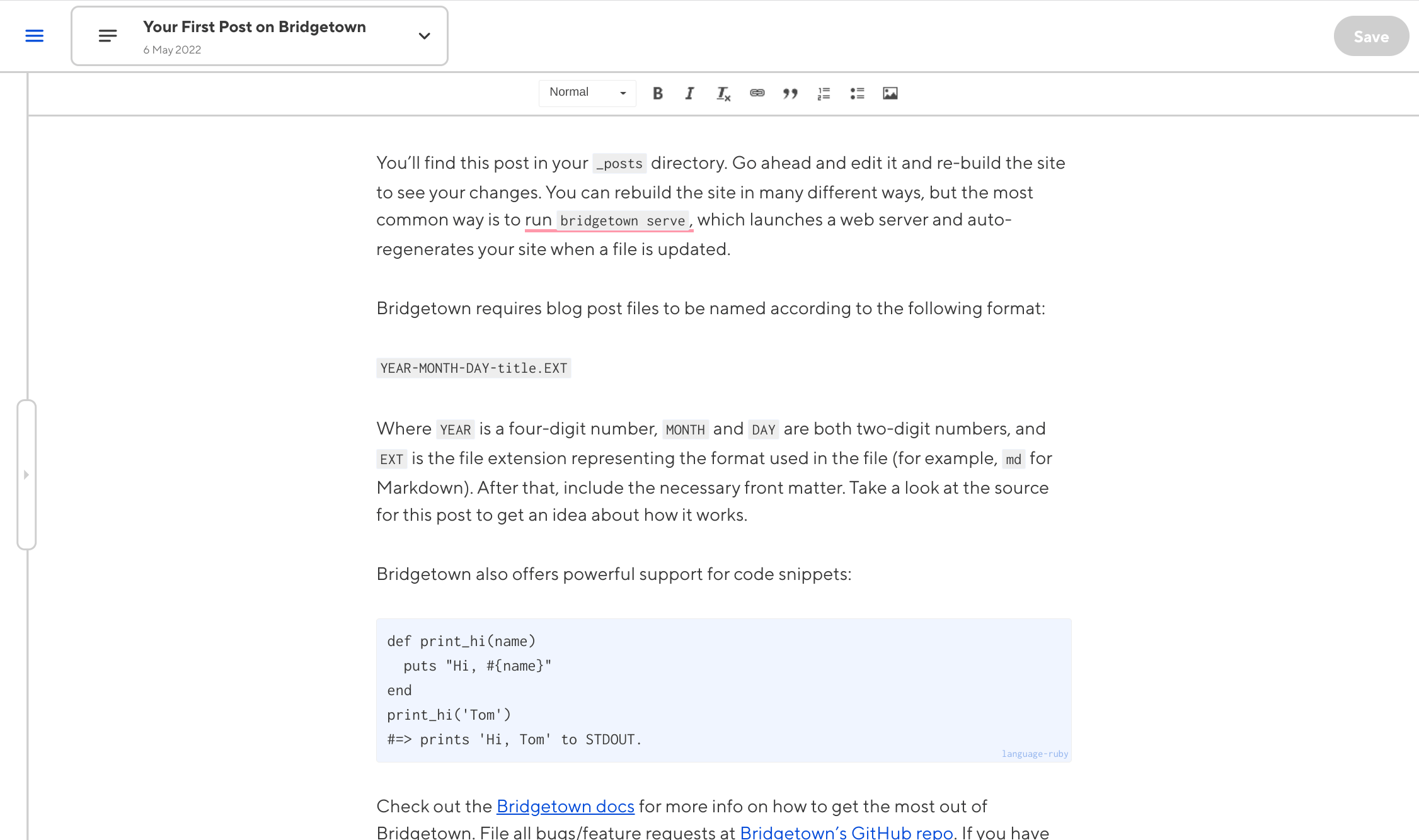 Editing posts in Cloudcannon